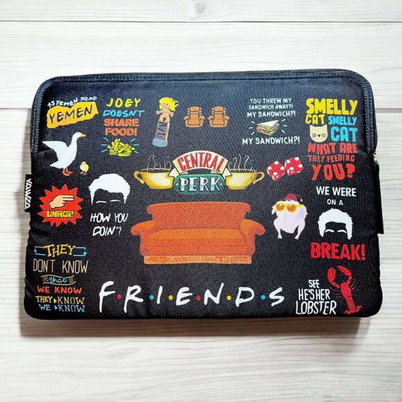 FRIENDS TV Show Laptop Computer Cover Sleeve Black with Logos - Picture 1 of 7